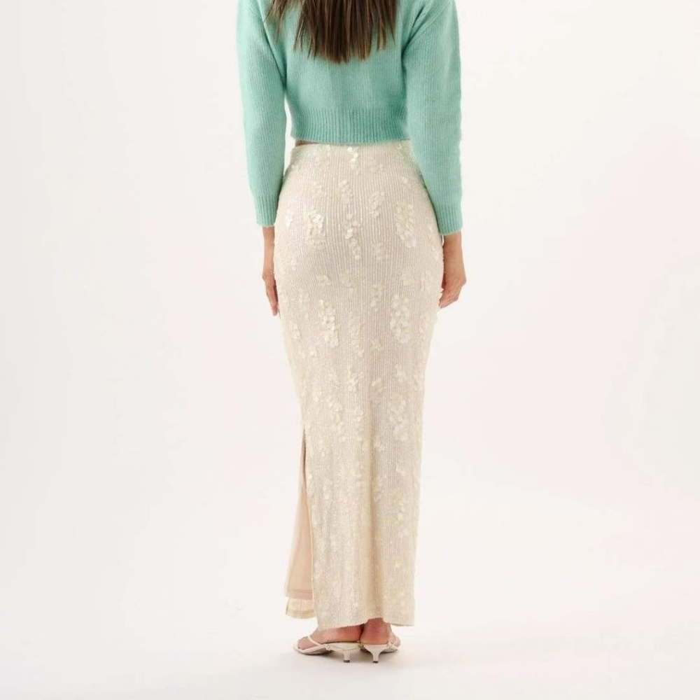 Roame Yves Skirt Ivory Sequin - Picture 3 of 9